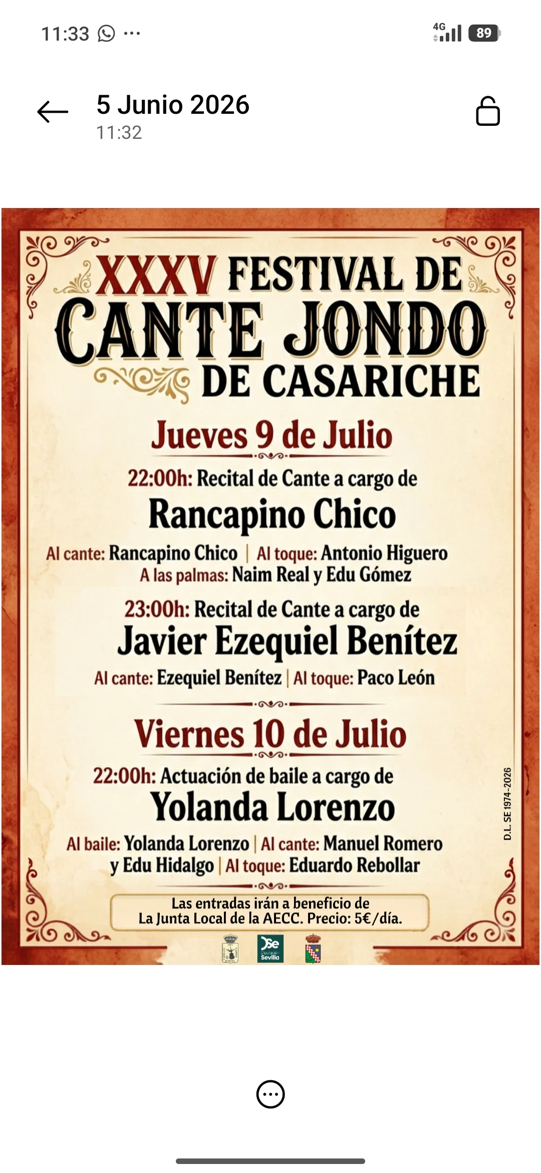 XXXV Festival de Cante Jondo de Casariche · 9 de julio