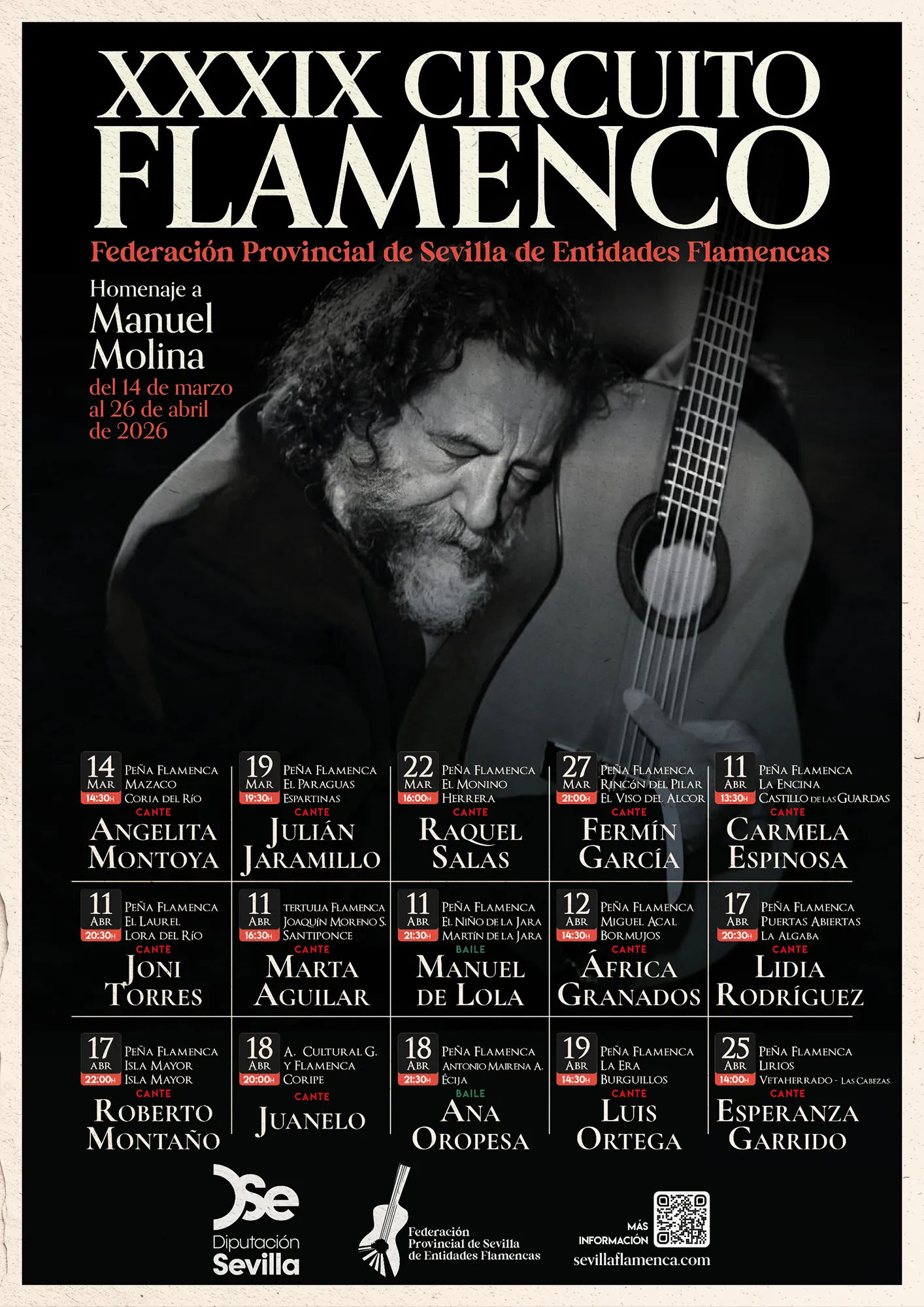 Xxxix circuito flamenco federacion penas flamencas sevilla 2026 homenaje manuel molina